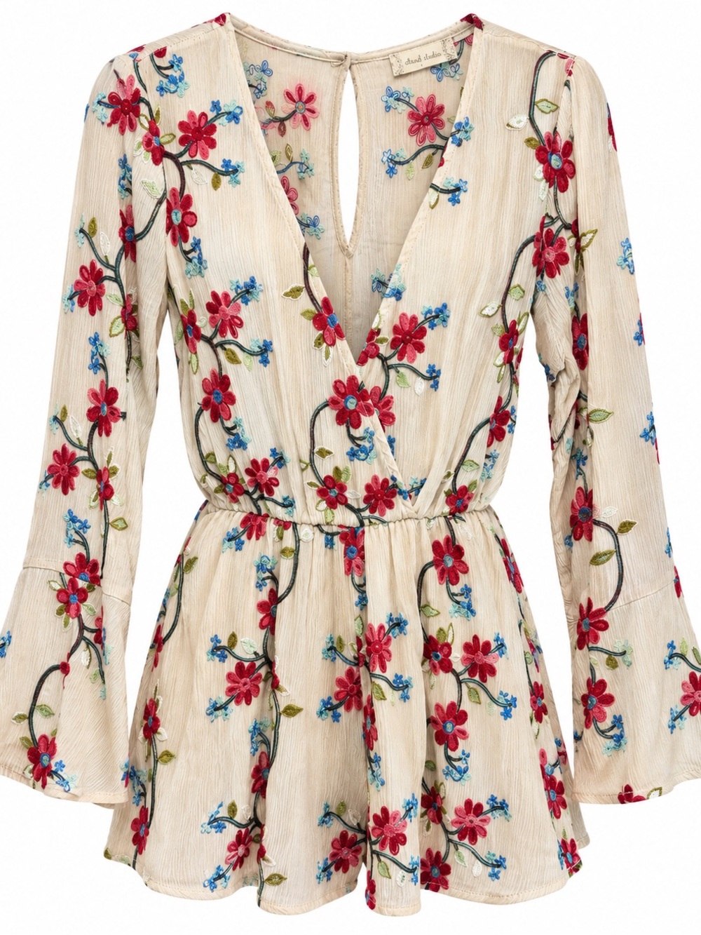 Altar’d State Large Cream Embroidered Long Sleeve Floral Romper